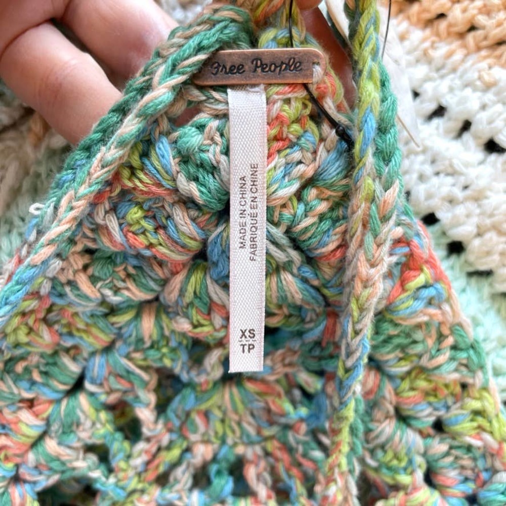 Free People Crochet Chevron Swim Up Tank Top In Summer Breeze XS - Picture 13 of 14